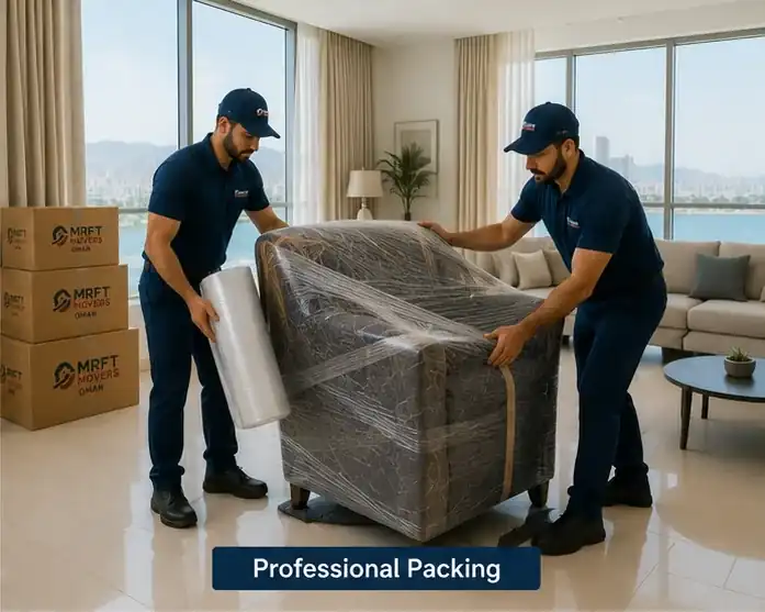 Furniture being unloaded from a truck at a delivery address