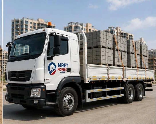 Heavy truck transporting industrial materials in Oman