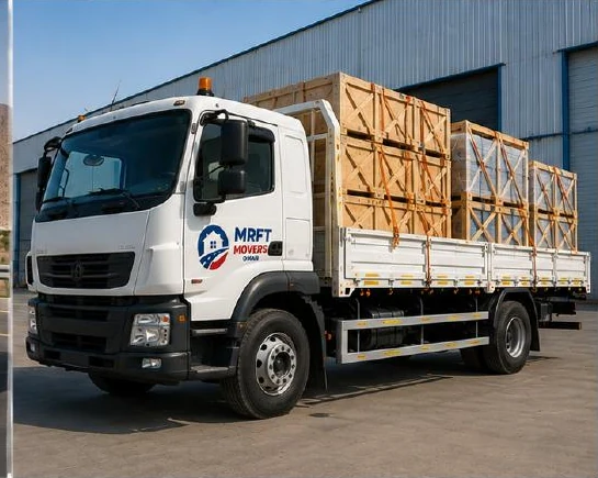 Heavy commercial truck on a project transport route in Oman