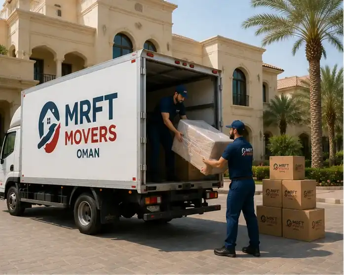 Moving truck and crew serving customers in Muscat, Oman