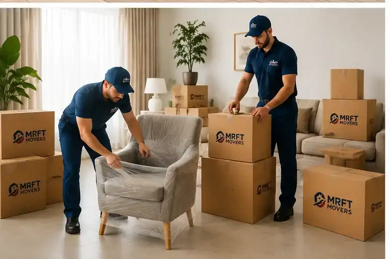 Moving team loading a truck during a relocation in Oman