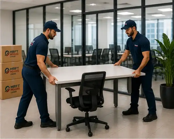 Office equipment prepared for relocation in Oman