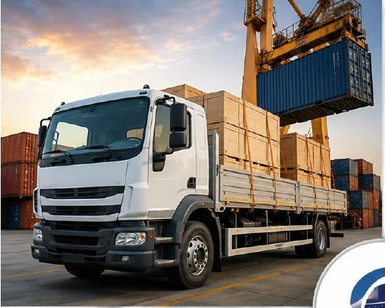 Commercial truck available with driver for transport in Oman