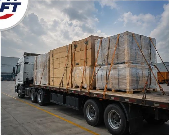 Heavy commercial truck carrying cargo on an Oman route